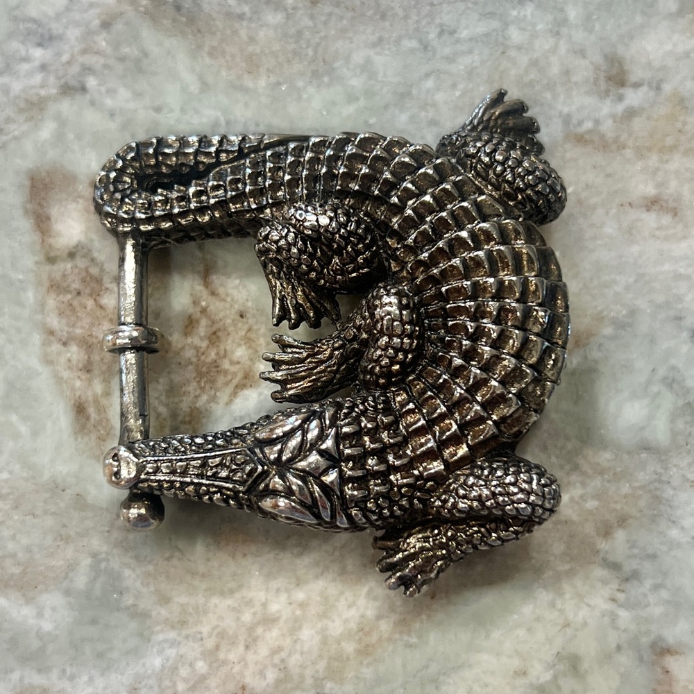 Vintage Barry Kieselstein Cord Sterling Alligator belt buckle